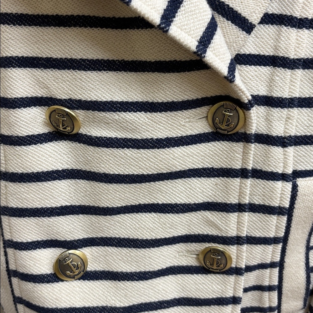 CAbi Women's Even Keel Navy and Cream Striped Blazer Jacket Size XS - Picture 4 of 7